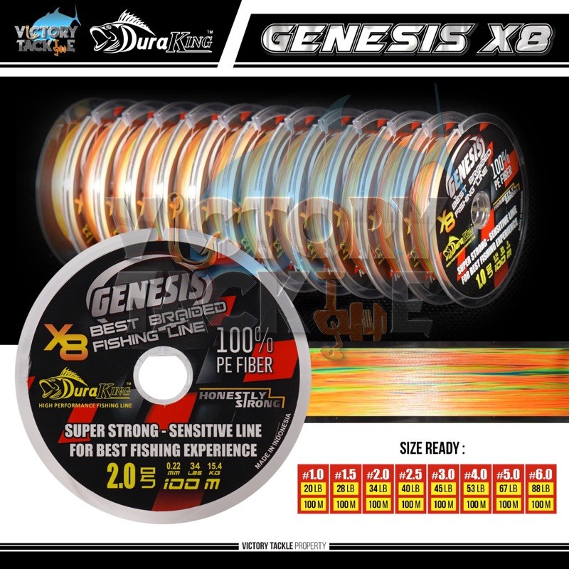 Senar Pancing BENANG PE DURAKING GENESIS X8 MULTICOLOUR CONNECTING 100 METERS | FIRELOCK GT BRAID X8 CONNECTING 100 METERS