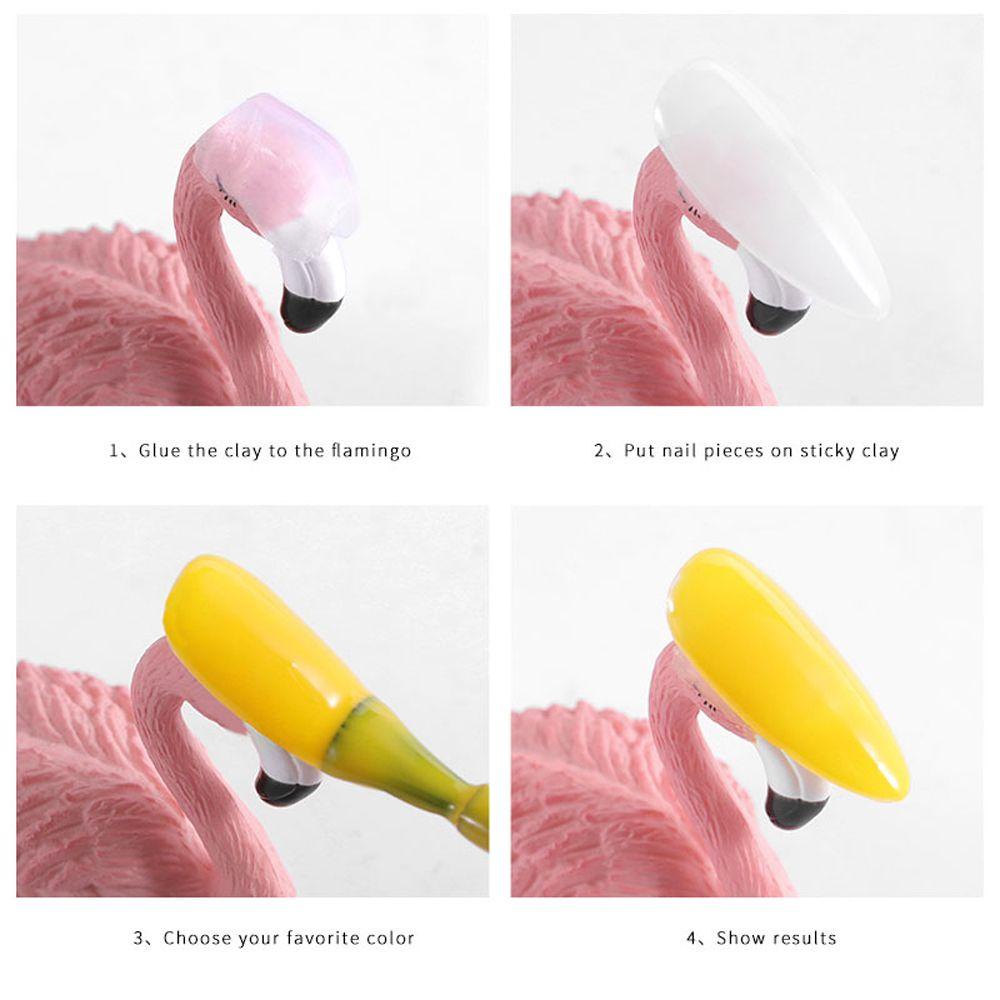 AUGUSTINA Agustinina Pemegang Ujung Kuku Palsu Pink Flamingo Kartun Salon DIY Manicure Tools Alat Pajangan Kuku Palsu Nail Art Training Nail Display Stand