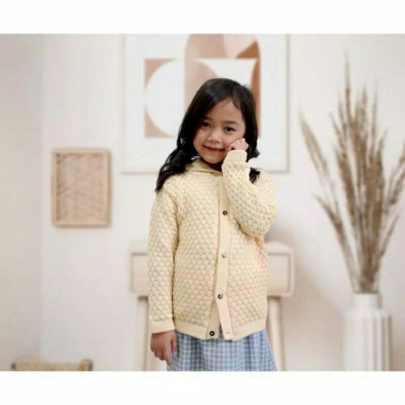 RESTOCK ! Cardigan Rajut Anak Perempuan 4-7th Popcorn Tebal/sweater anak perempuan rajut gemas termurah