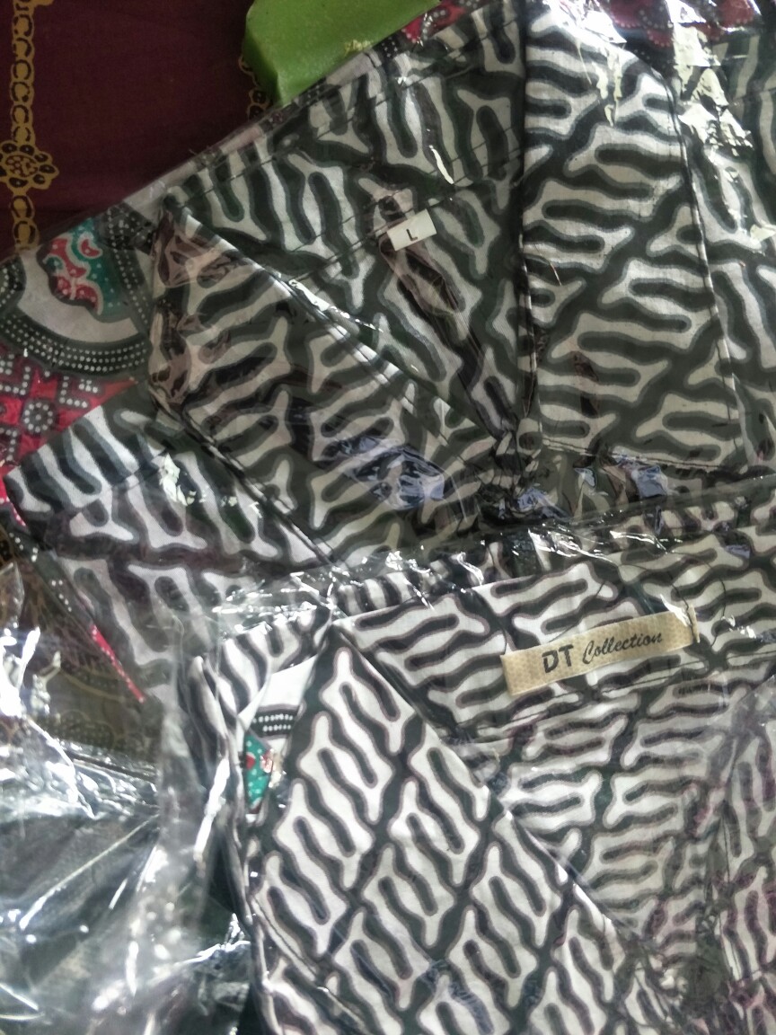 Cod - Dt Collection - Kemeja Batik Pria Motif Morena  Abu Lengan Pendek