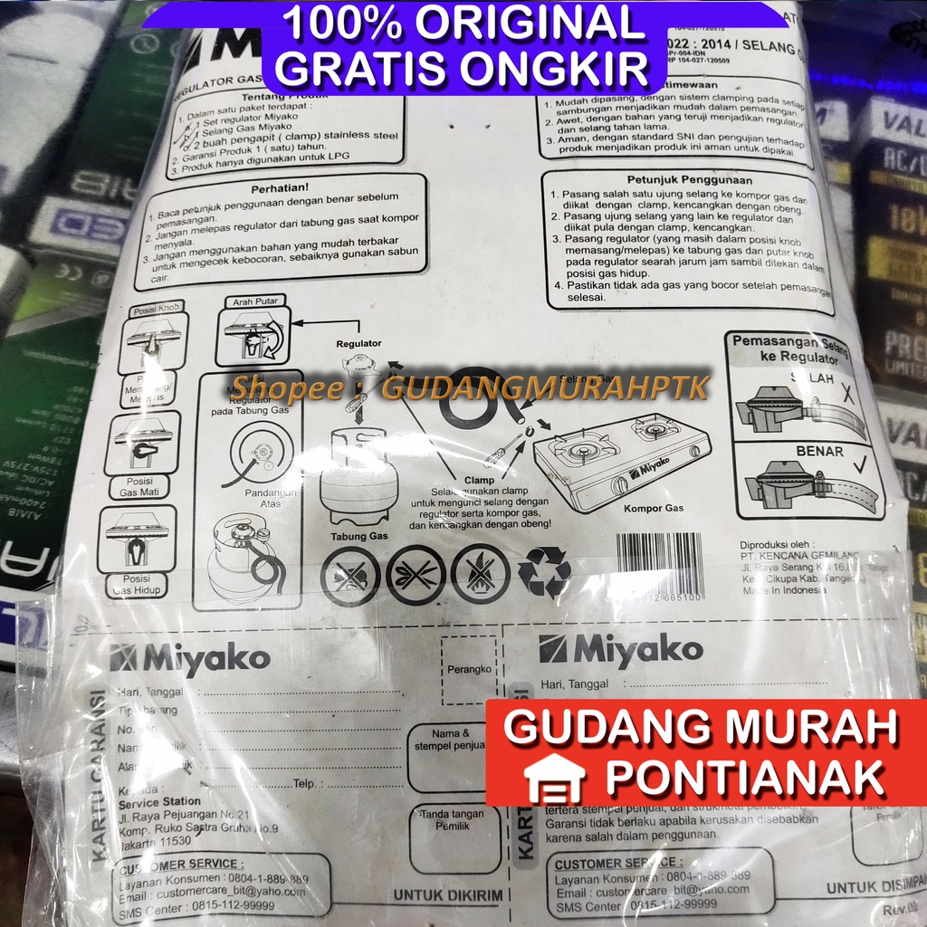 Selang Gas Miyako Regulator Besar Paket RMS 107 Aman dan Lengkap cincin gas