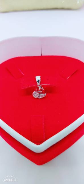 Ay00 Liontin angsa/buah kalung mata putih kilau perak 925/silver lapisan emas putih murni.