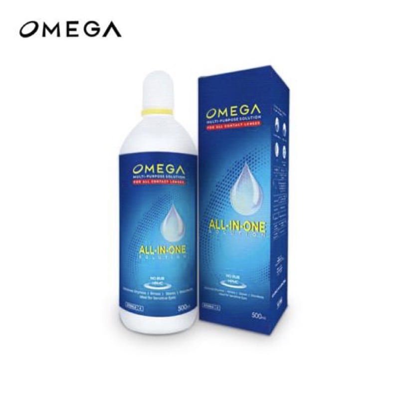 Cairan pembersih softlens OMEGA ALL IN ONE/air perendam&amp;pencuci soflen omega 500ml