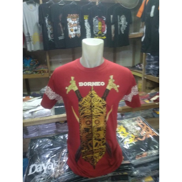 [MOTIF MANDAU DAYAK KALIMANTAN] Baju kaos Pria. Baju Cowo Motip Dayak Etnik