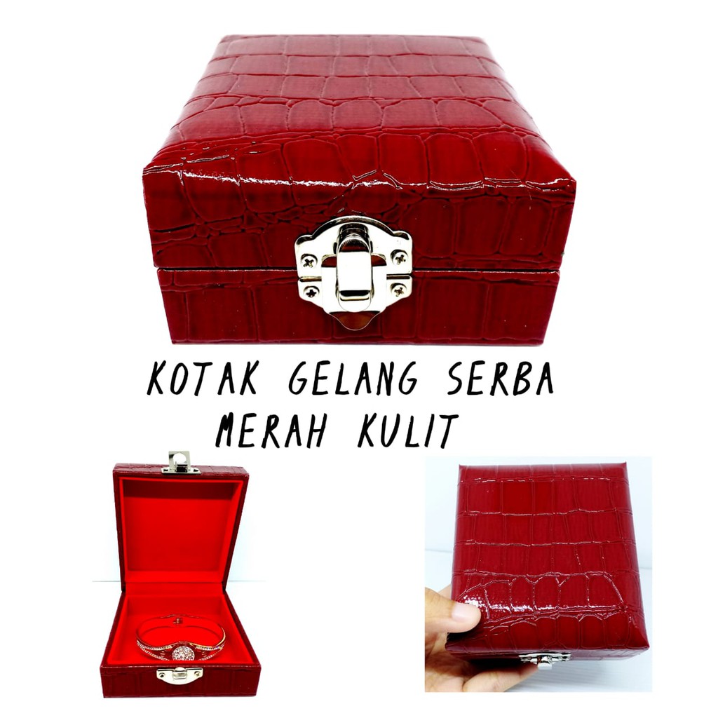 Kotak Gelang Serba Kulit Polos Merah