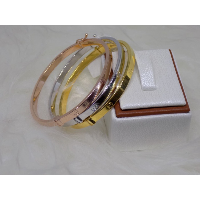 gelang tangan keroncong emas kuning putih cartier kombinasi mas 700