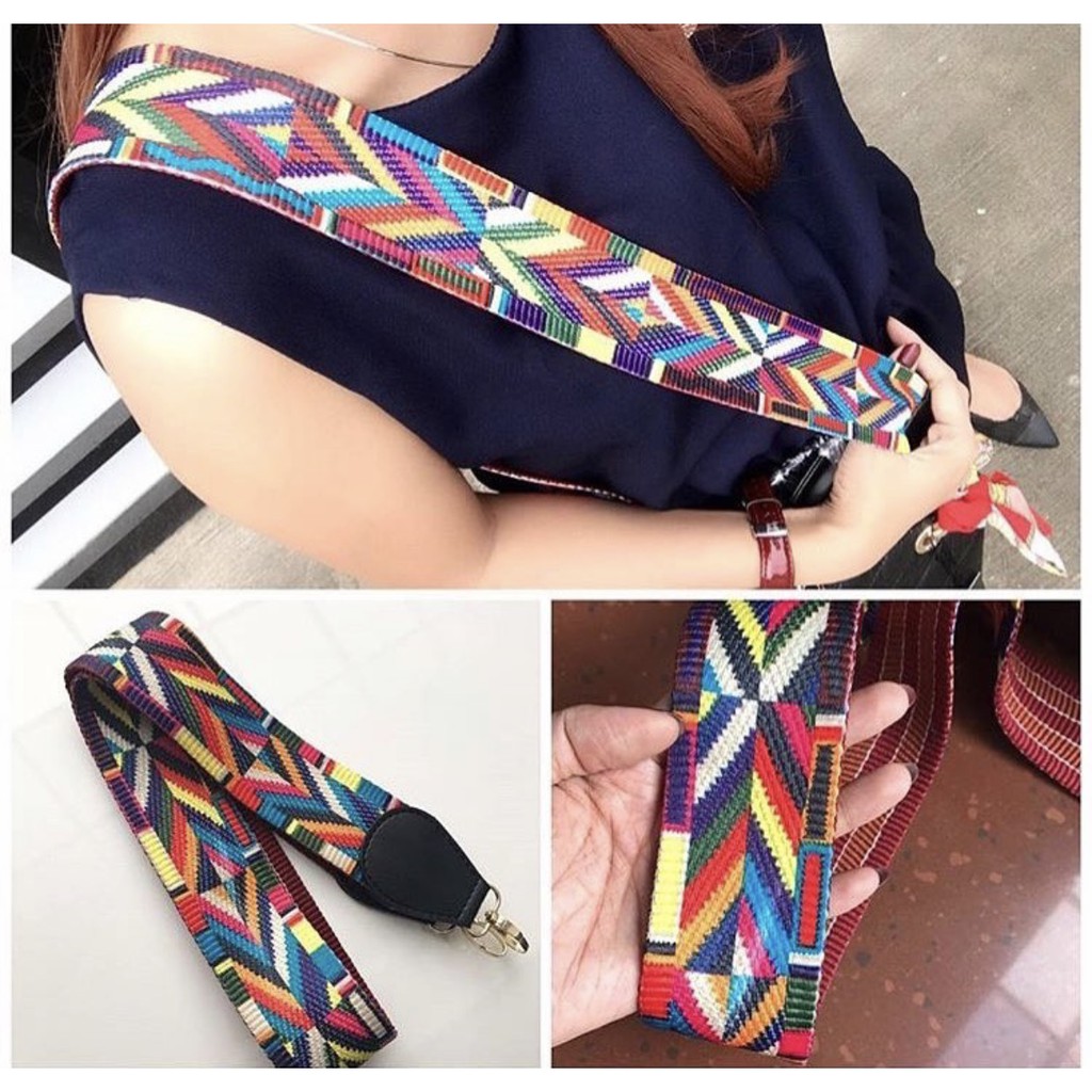 Tas Tali Selempang Strap Panjang Sling Long Srap Fashion / Long Strap Bag Aztec / Tali Panjang Tas Rainbow / Tali Tas Panjang Pelangi / Longstrap Fashion Unik