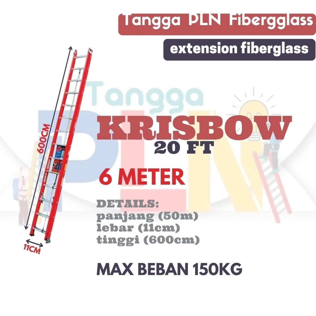 Tangga PLN Extension Fiberglass KRISBOW 20FT | Sliding Sorong