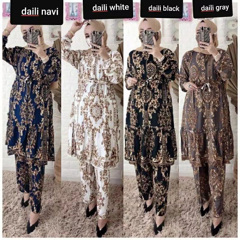 SULATAN ONE SET/SETELAN PLISKET DAN GAMIS PLISKET IMPORT