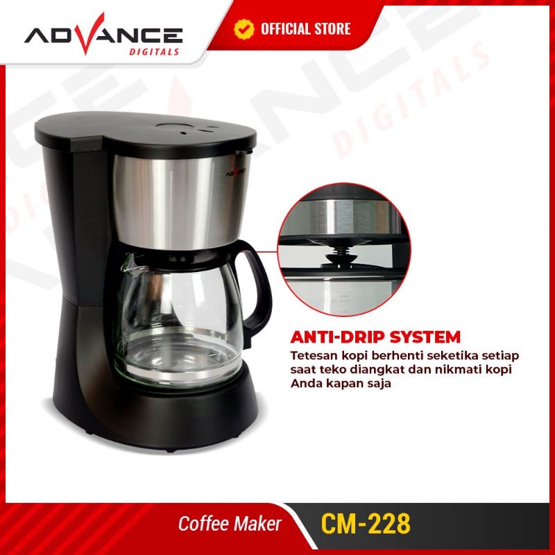 Advance Coffee Maker 1.5L  Mesin Pembuat Kopi CM-228 Garansi Resmi Advance 1 Tahun