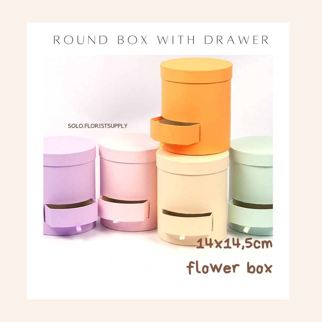 

FLOWER BOX WITH DRAWER 14 X 14,5CM BOX BUNGA DENGAN LACI Bloom Box Flower Bulat Round / Kotak Bunga Kotak Kado - KECIL buket bunga artificial bunga palsu tempat karangan bunga kotak kado bulat cilinder hadiah gift box buket bunga kering