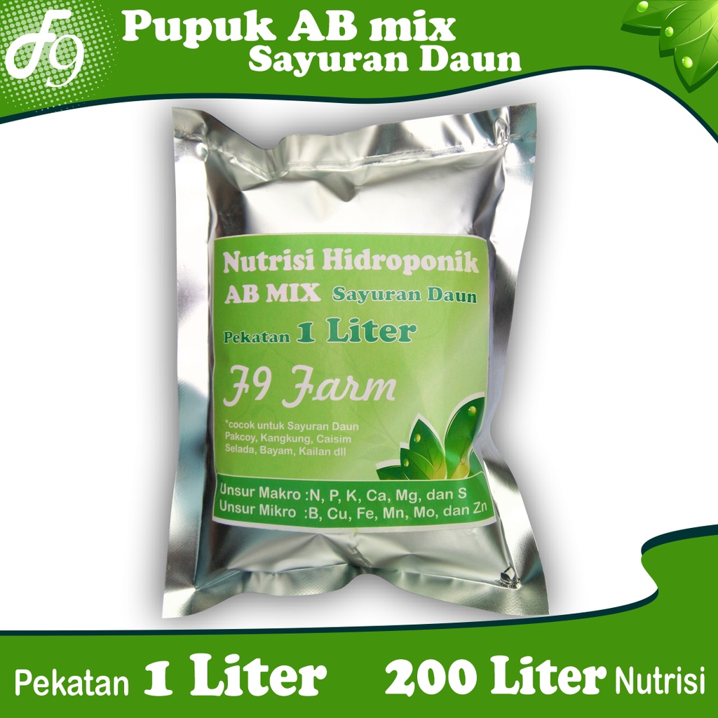 AB Mix 1 Liter Serbuk Pupuk Nutrisi Hidroponik Sayuran Daun 200 Liter
