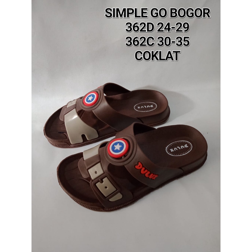 sandal anak usia PAUD umur 3 tahun 4 tahun gambar tameng kapten amerika&amp;hulk bahan halus nyaman dan tidak licin 362D size 24-29