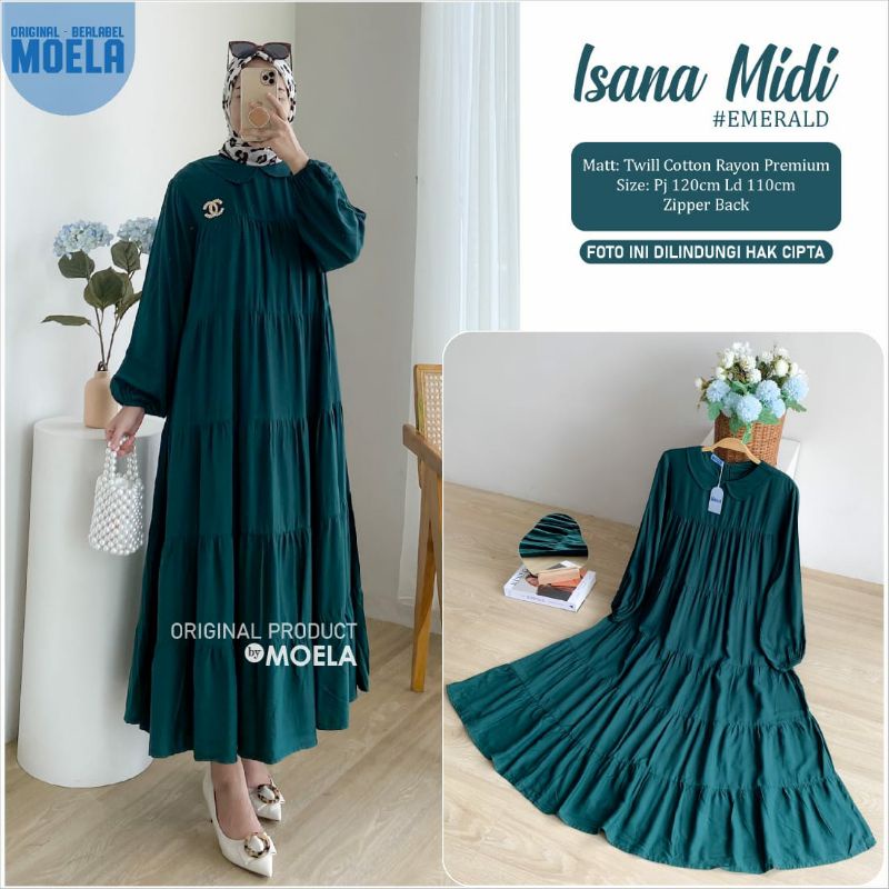 ISANA MIDI / DRESS GAMIS MIDI PREMIUM TWILL KATUN RAYON