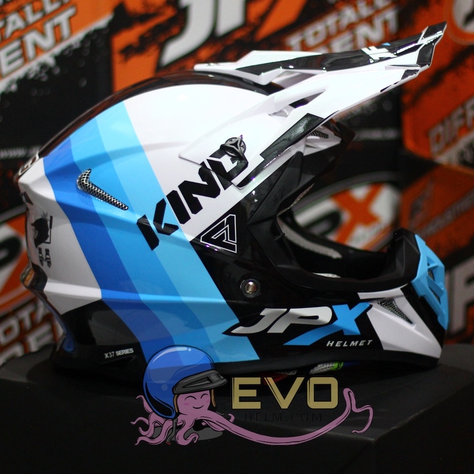 HELM JPX CROSS_FOX1 SERI X37 - PEARL WHITE GLOSS + GOOGLE SNAIL (ONGKIR 2 KG) HELM JPX TERBARU