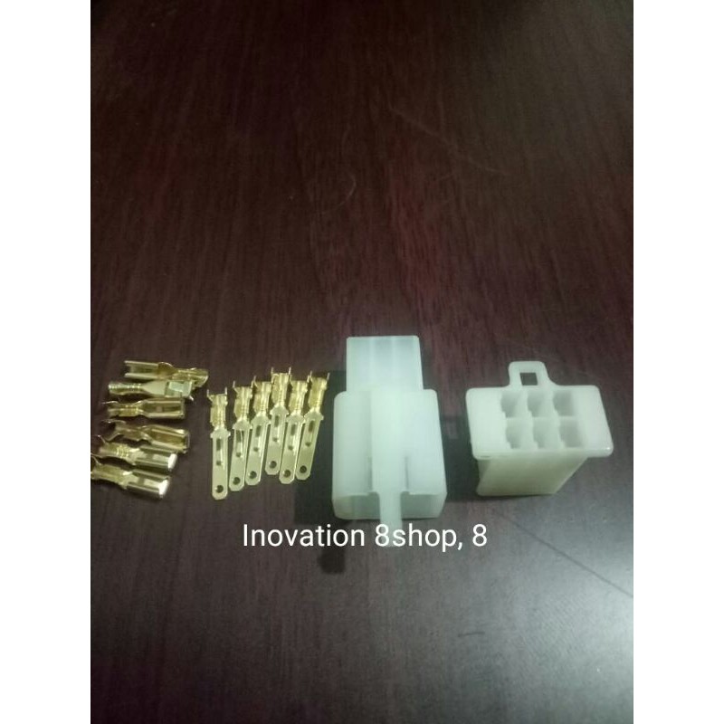 SOKET 6 PIN MALE FEMALE DAN SKUN 6PCS/ SOKET 6 PIN CEWE COWO/ SOKET MOTOR MOBIL