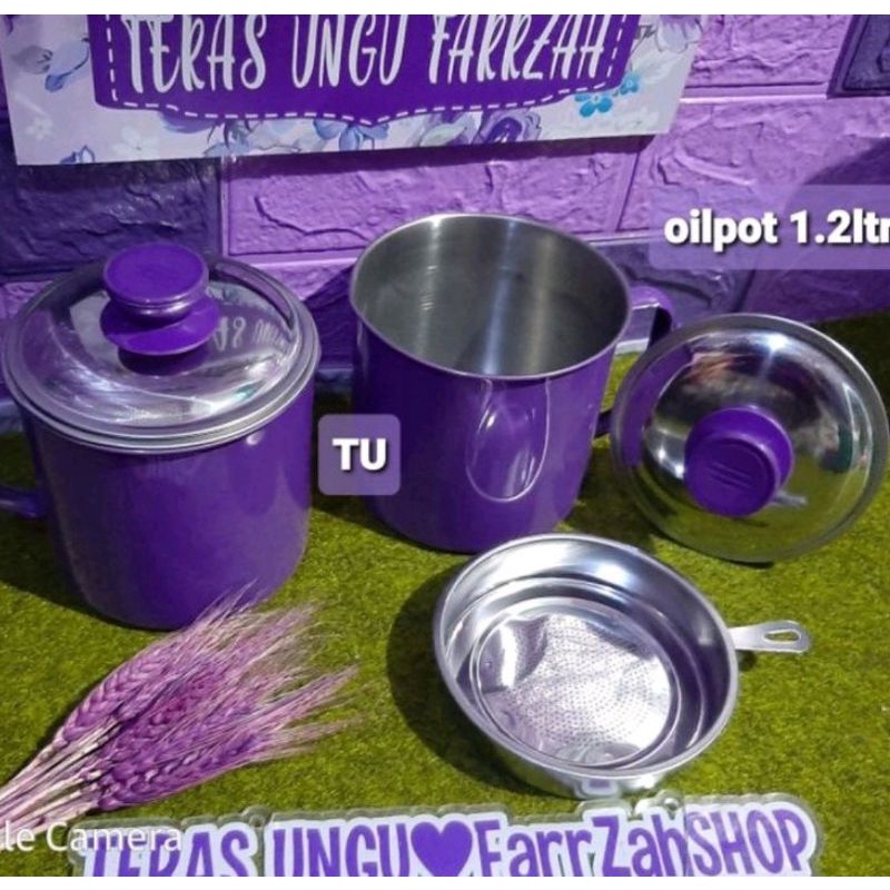oil pot penyaring minyak sayur warna ungu