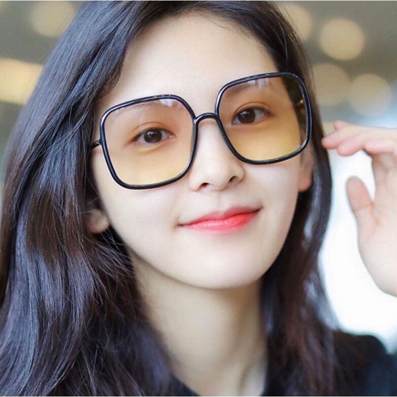 Kacamata Hitam Retro Klasik Gaya Korea frame Besar Untuk Wanita