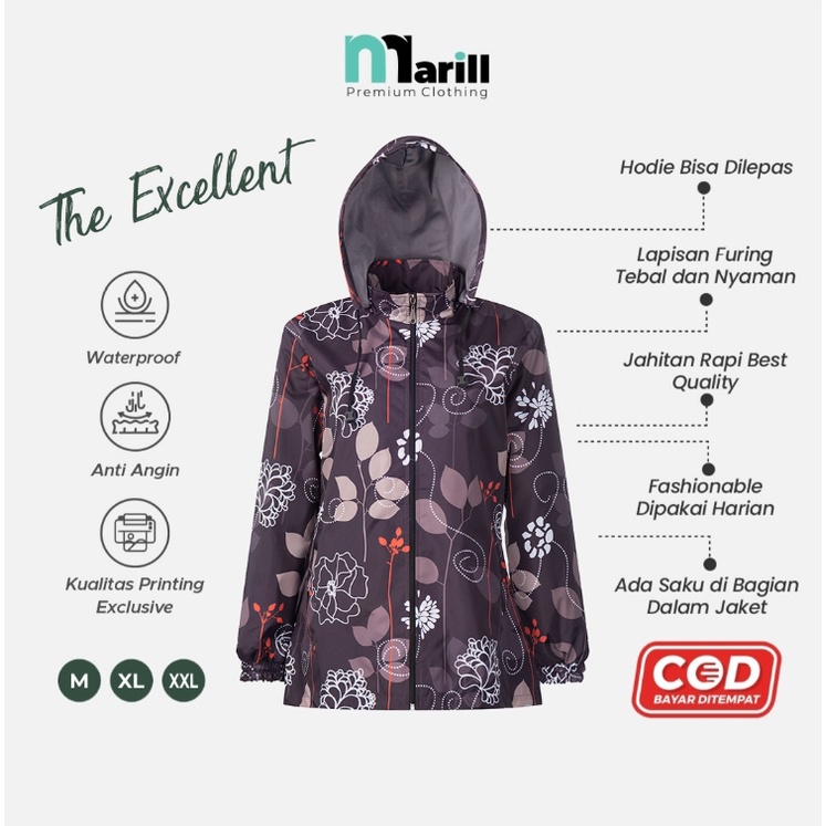 Jaket Wanita Printing Parasut Anti Air Anti Angin Jaket Motor Jaket Gowes Motif The Excellent