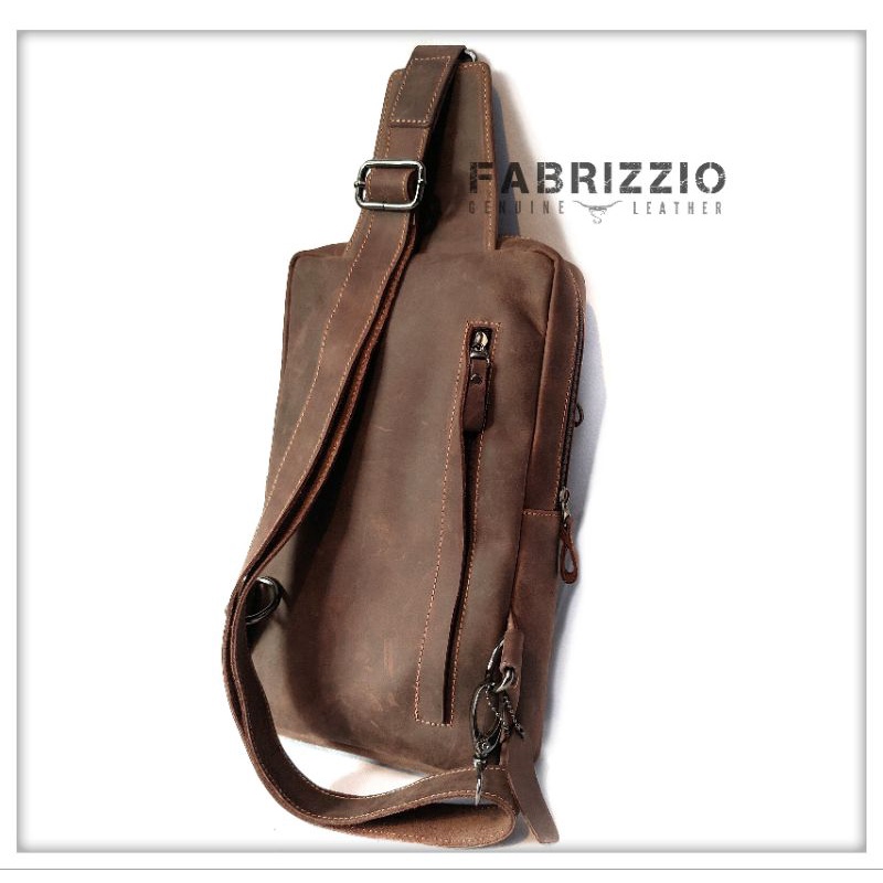 [ fabrizzio store ]crossbags keren kulit pria | single slingbag kulit crazy horse