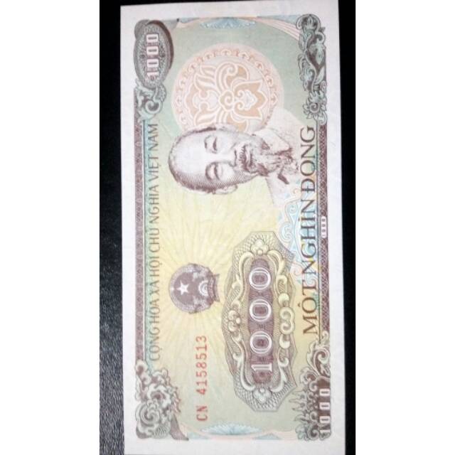 Uang kuno asing Vietnam 1000 thn 1988 kondisi unc