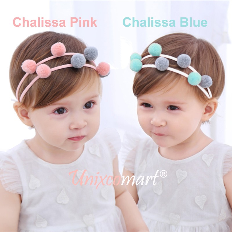 Bando Anak Bayi Baby Hairband Bandana Headband Pita Bunga Pompom