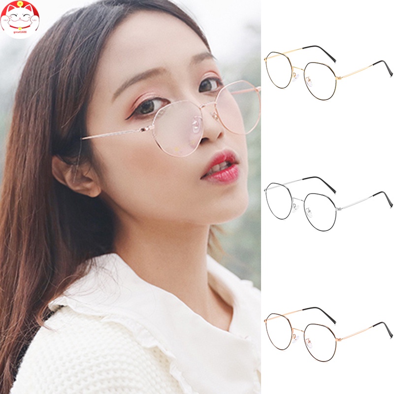 Glasses Multicolor Metal Round Frame Retro Style Thin Eyeglasses Rack Anti-blue Light Computer Discoloration Flat Mirror