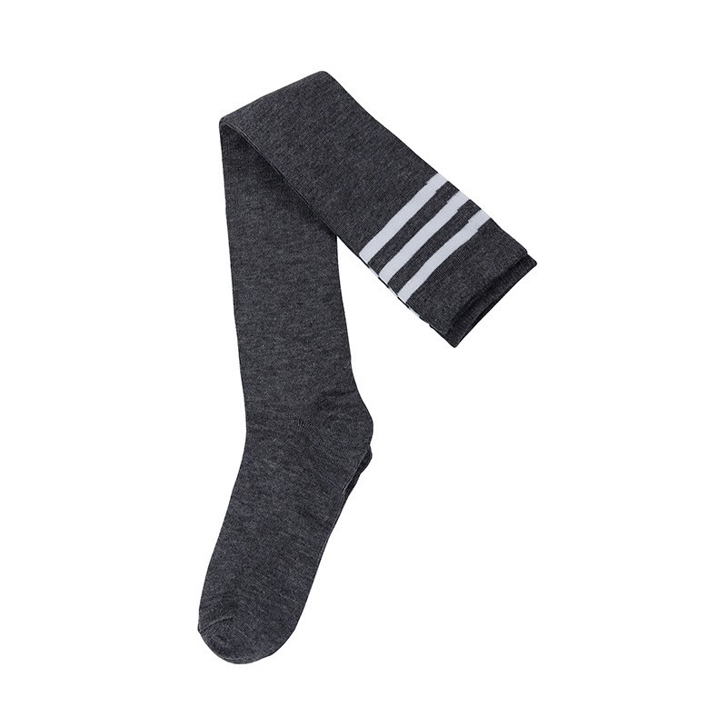 OKST overknee socks kaos kaki panjang sepaha over knee black hitam 3 strip-abu strip putih
