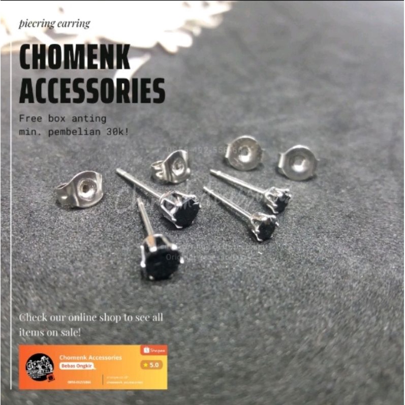 1pcs anting tindik anting pria anting titanium anting zicron anting titanium black-gold (cewek/cowok).