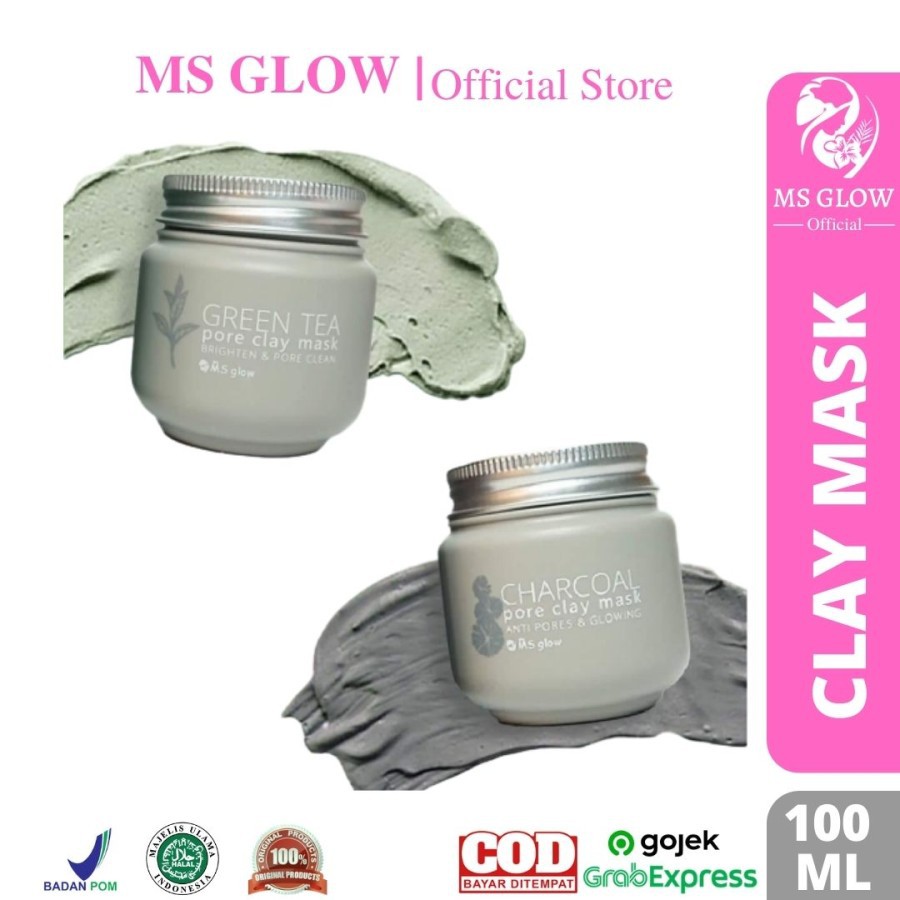 MASKER WAJAH GREEN TEA MS GLOW PENGHILANG PORI PORI DAN JERAWAT  BESAR 100% ORI