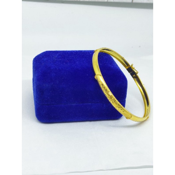 GELANG BANGKOK UKIR +DOVE/ GELANG PERAK ASLI SILVER 925 LAPIS EMAS/ GELANG FASHION WANITA TERBARU