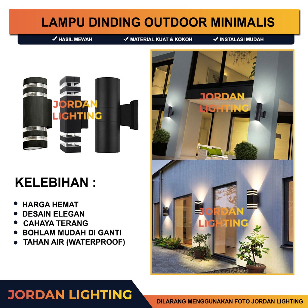 Lampu Hias Dinding Tempel Outdoor Minimalis Bahan Aluminium Waterproof Lampu Taman Tiang Pilar Tembo