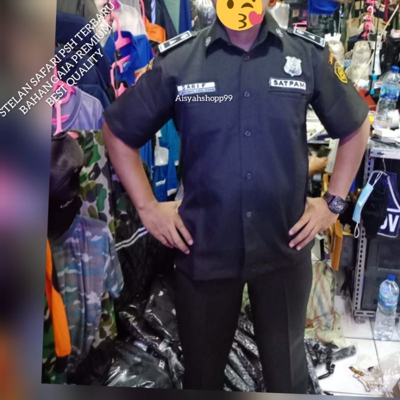 STELAN BAJU SAFARI PSH COKLAT SATPAM TEBARU BAHAN GAIA PREMIUM BEST QUALITY
