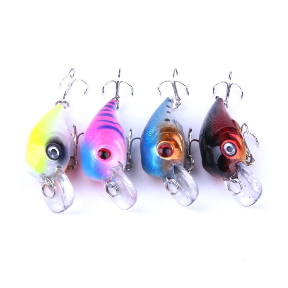 HENGJIA 4pcs Hard Wobbler Fishing Lure 5CM 5G Artificial Plastic Bait Bionic 3D Eyes Floating Crankbait Fish tackle