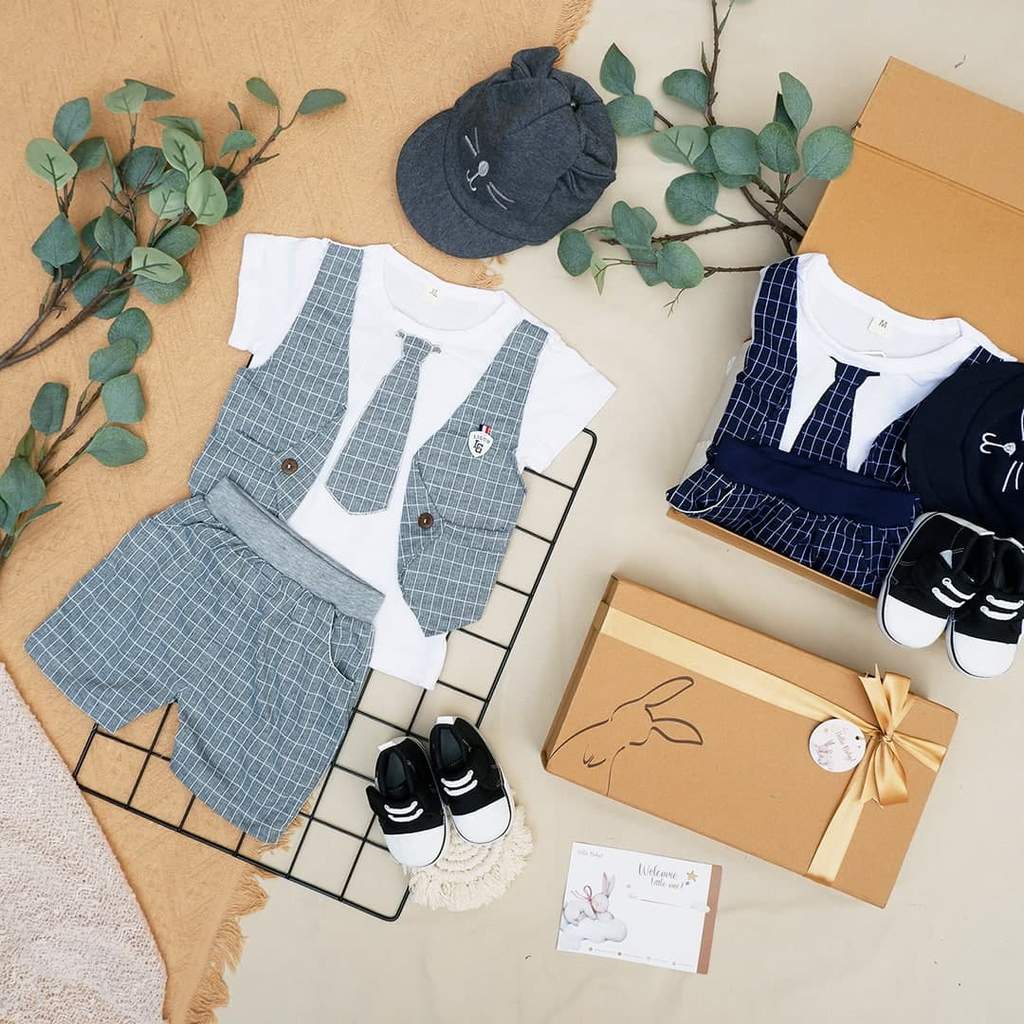 LIO036 Boys Baby Hampers 0-12 months/ Hampers bayi newborn/ Kado bayi/ baby boys gift set-Aaron Grey