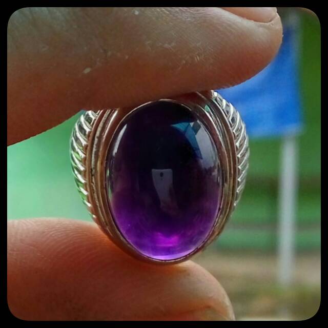 CINCIN BATU AKIK NATURAL AMETHYST KECUBUNG UNG PANGKALAN BUN SIZE KANTORAN