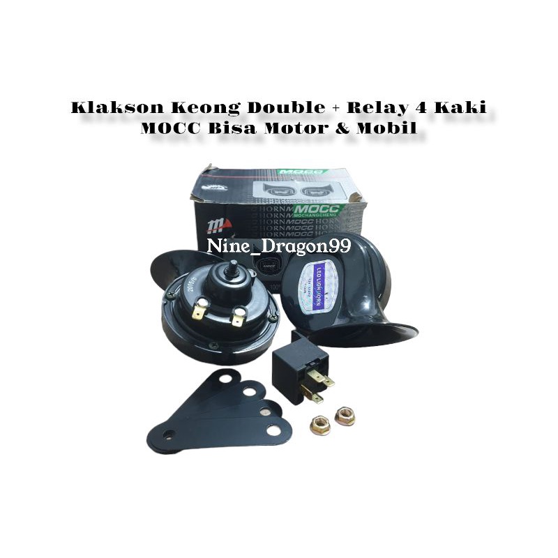 Klakson Keong Double + Relay 4 Kaki 12 Volt MOCC OKD Bisa Buat Motor - Mobil Universal