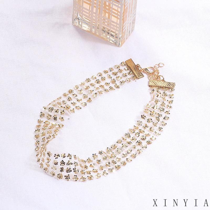 Xia.id Kalung Choker Sequin Berkilau Sexy Untuk Wanita