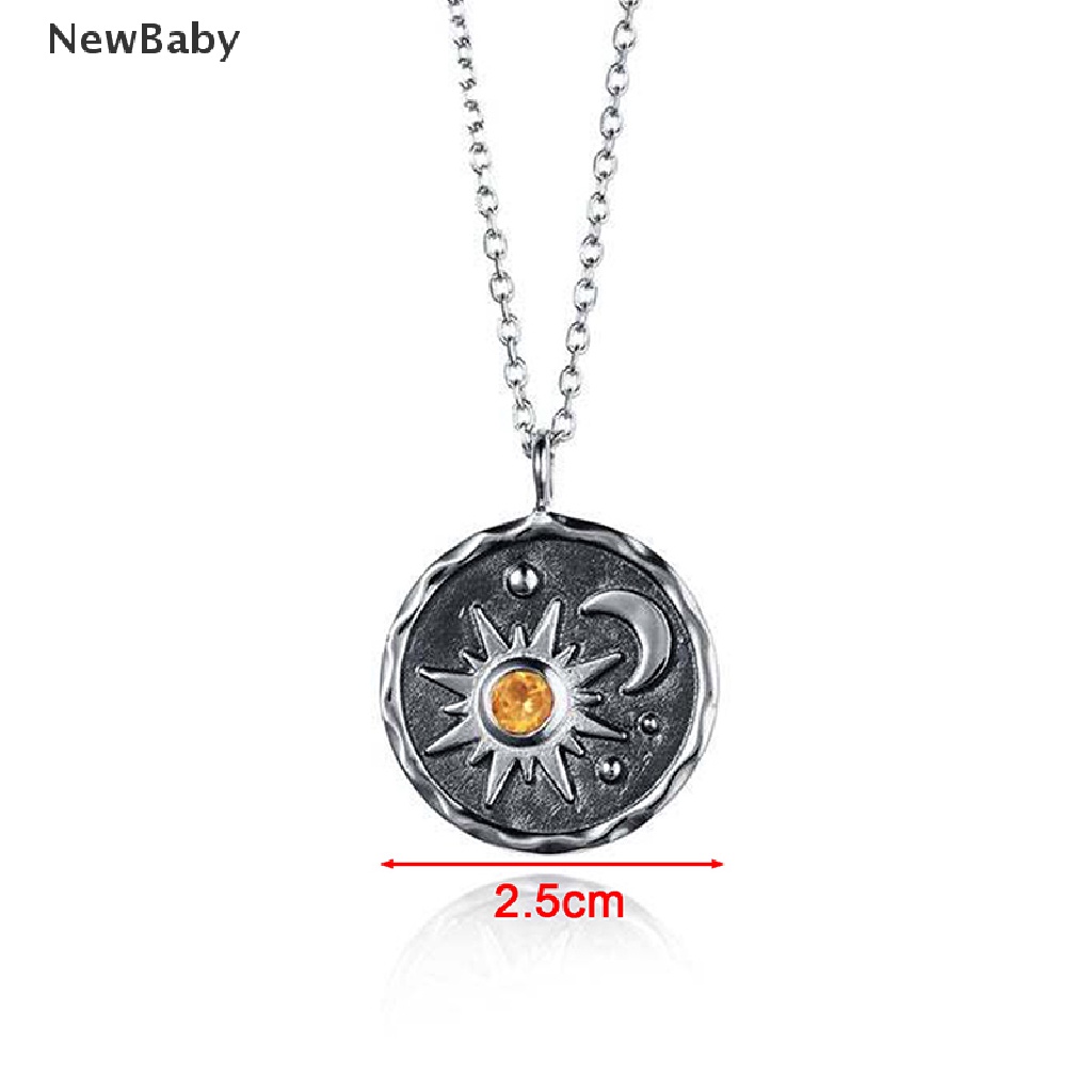 Kalung Liontin Matahari Bulan Bahan Stainless steel Gaya Vintage Untuk Wanita