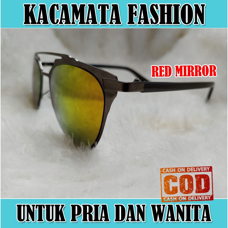 Kacamata Hitam Wanita Pria Fashion Korea Sunglasses Unisex Lens Mirorr Multicolor Kaca mata Gaya