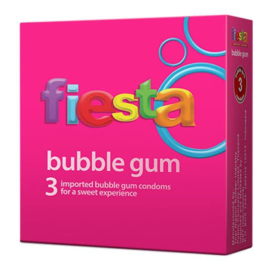 FIESTA KONDOM BUBBLE GUM BOX 3 PCS (PRIVASI AMAN)