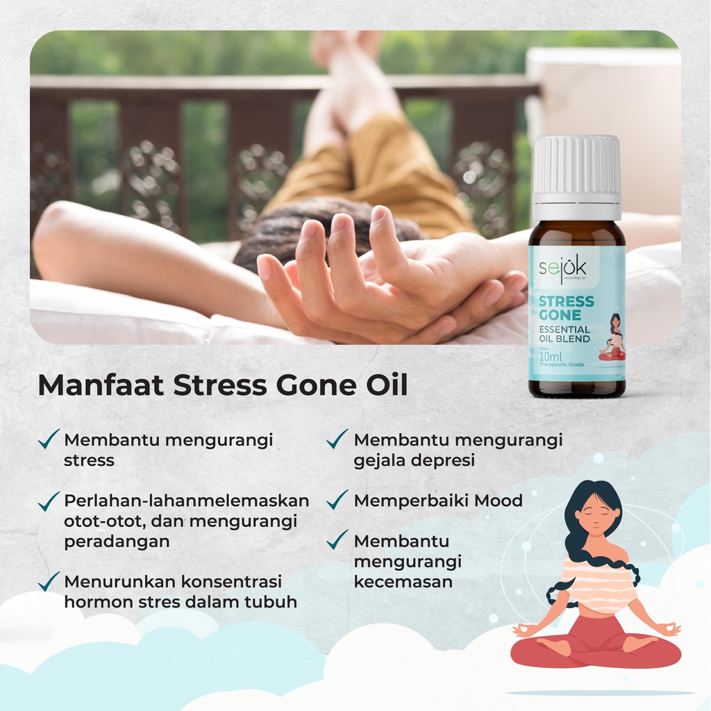 Sejuk Stress Gone Essential Oil Blend / Minyak Aromaterapi Pure 100% - 10 ml