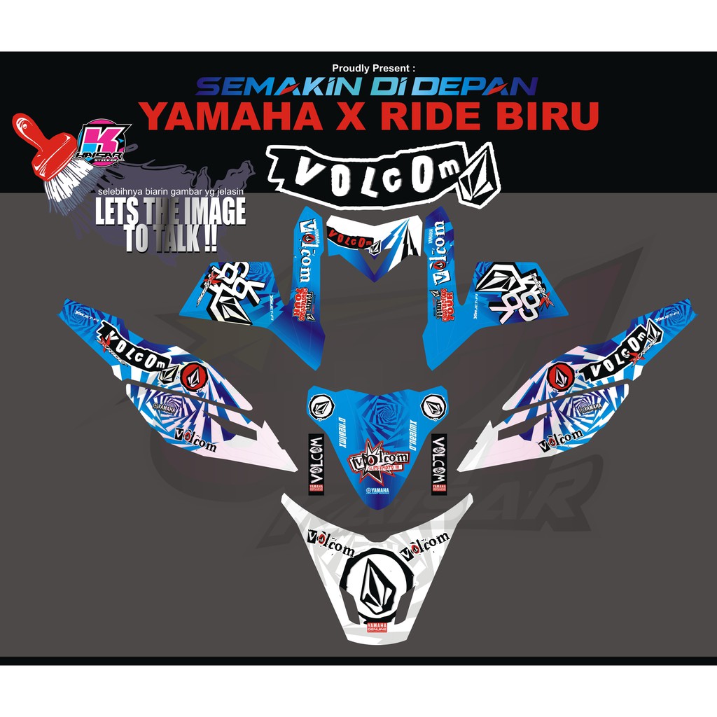 Sticker Striping Stiker Motor X Ride Volcom Blue Shopee Indonesia