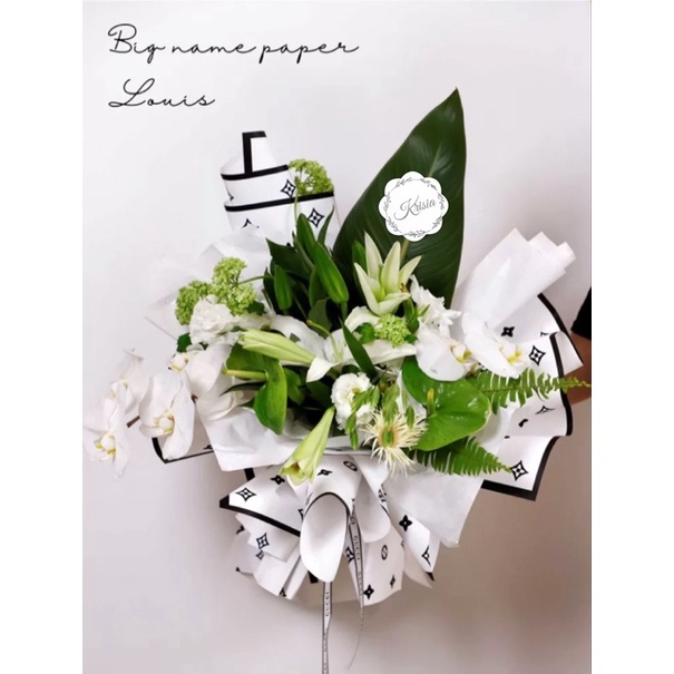 FLOWER WRAPPING BI COLOR “ LV Motif / Gucci Motif” (ECER) TRANSPARENT CELLOPHANE KERTAS BUNGA HAND BOUQUET WATERPROOF