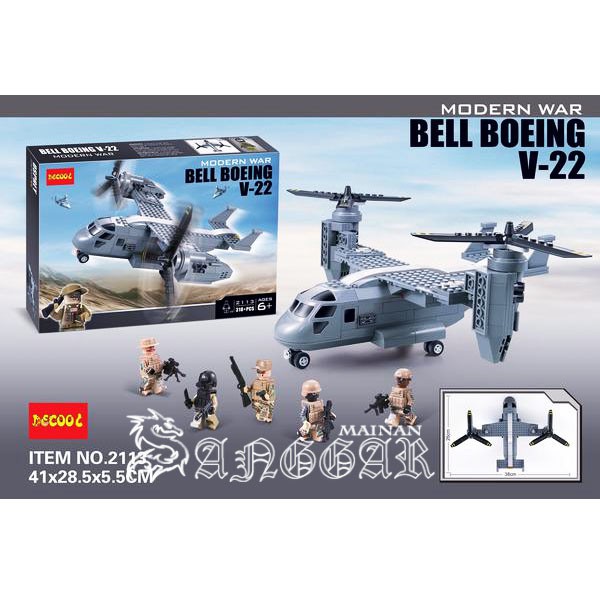 LEGO BRICK DECOOL 2113 BELL BOEING V-22 MILITARY CARRIER HUMVEE 318PCS