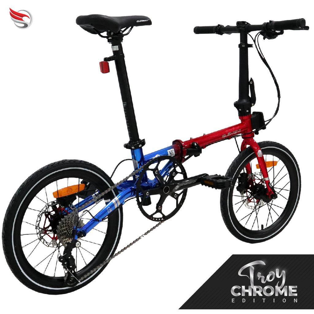 Sepeda Lipat - Element Troy 10 Speed Chromoly  16 inch RED-BLUE