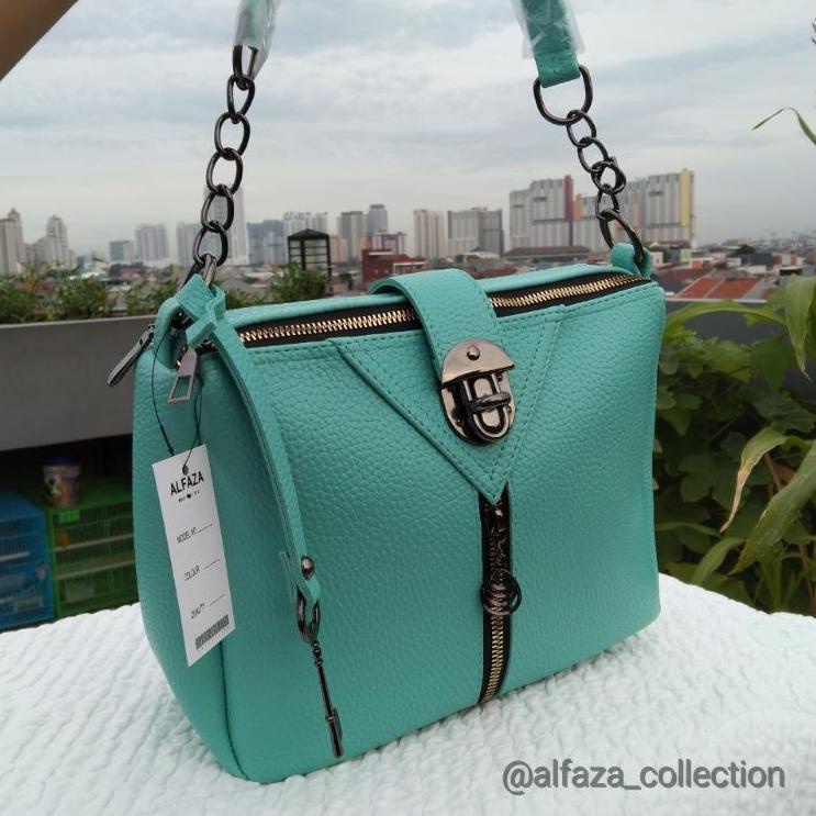 (ATC) ALFAZA Tas Selempang Wanita Rantai Kulit Jeruk Model Kodok