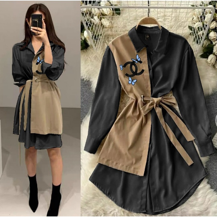 [ MOCIIESHOP ] dres chan / mc / midi dress korea / dress korea / dress wanita casual dress / mini dr