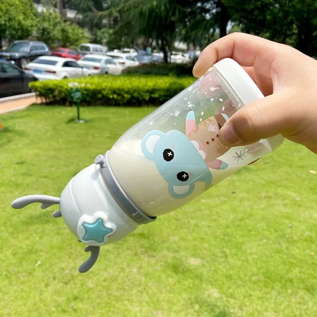 Botol Minum Sedotan Anak TK SD Tanduk Rusa Unicorn Botol Minum Tali Sedotan Anti Tumpah 700 ml