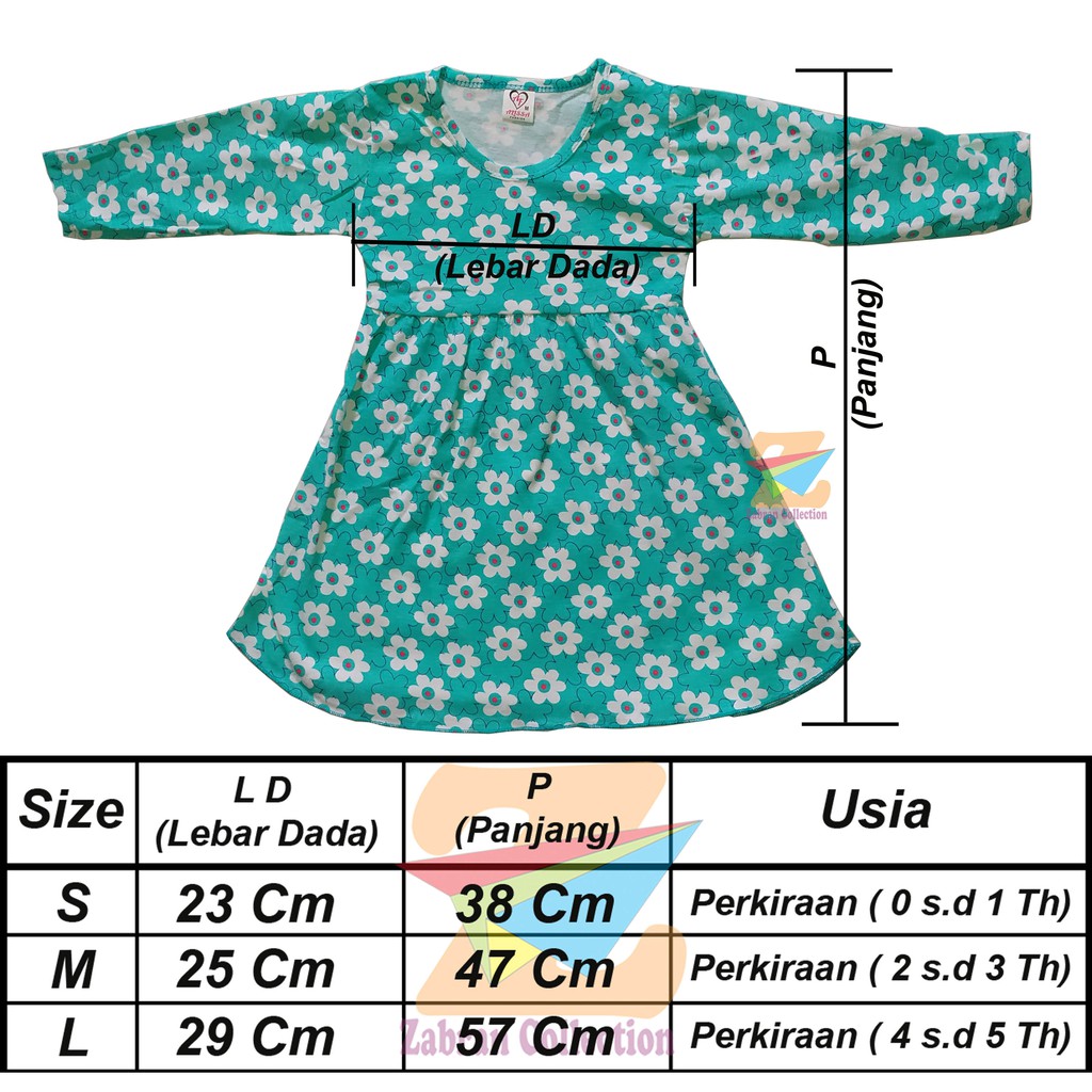 Dress Anak Lengan Panjang / Dress Ruffle Anak  1 Sampai 5 Tahun